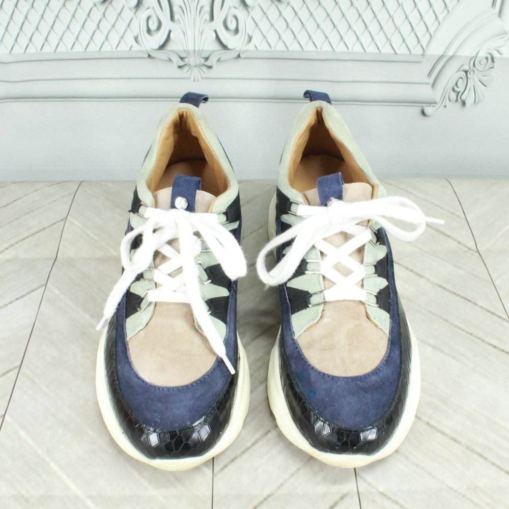 AQUATALIA Blue Leather & Suede Waterproof Lace-up Sneaker Shoes Size 7.5 - Picture 4 of 9
